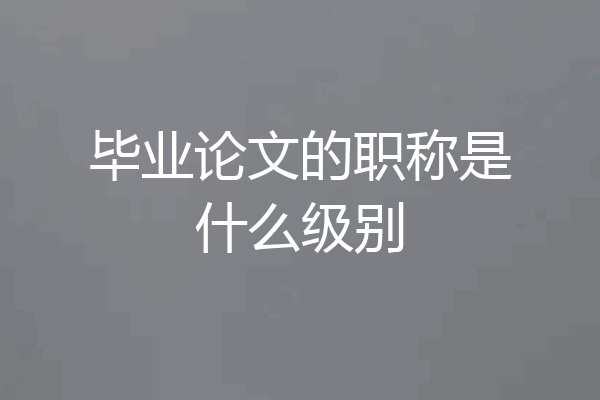 毕业论文的职称是什么级别
