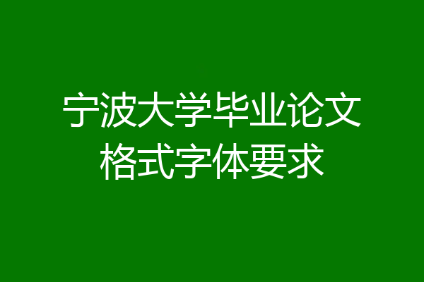 宁波大学毕业论文格式字体要求