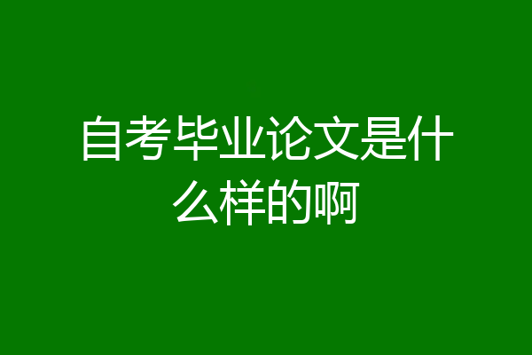 自考毕业论文是什么样的啊