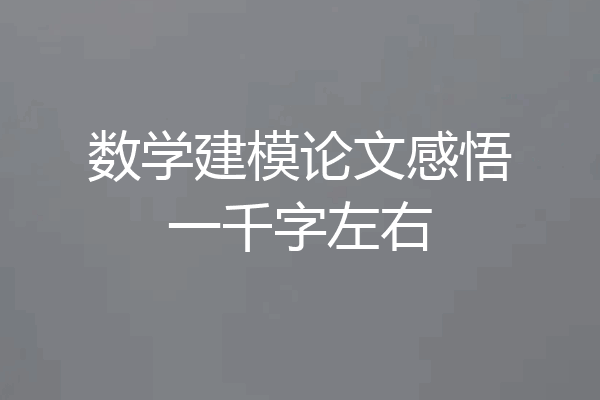 数学建模论文感悟一千字左右