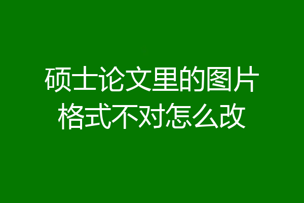 硕士论文里的图片格式不对怎么改