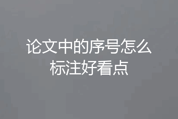 论文中的序号怎么标注好看点