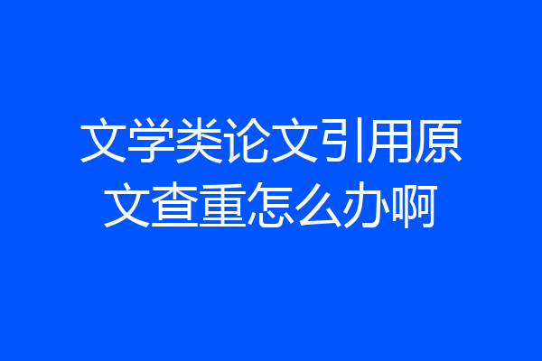 文学类论文引用原文查重怎么办啊