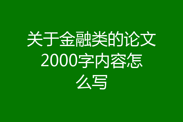 关于金融类的论文2000字内容怎么写