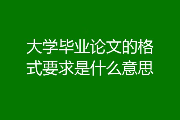 大学毕业论文的格式要求是什么意思