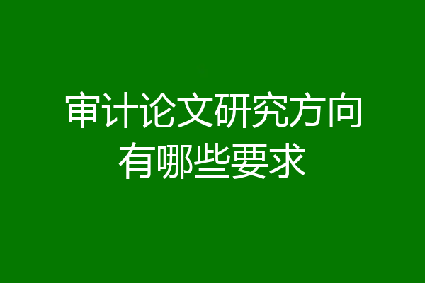 审计论文研究方向有哪些要求