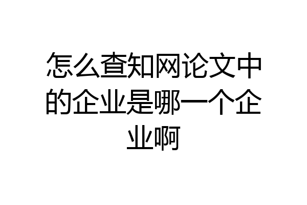 怎么查知网论文中的企业是哪一个企业啊
