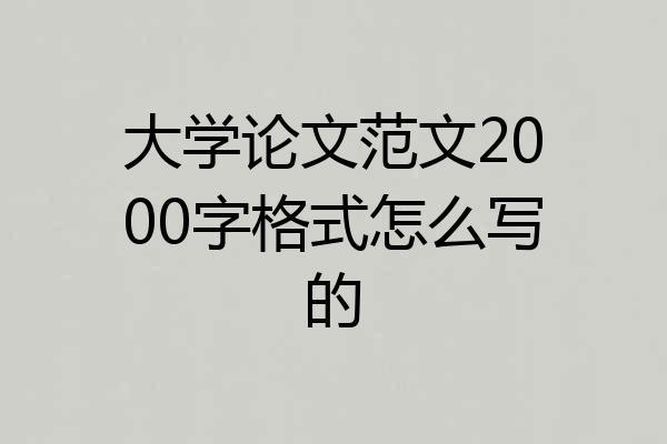 大学论文范文2000字格式怎么写的