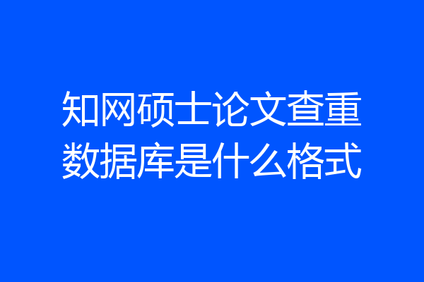 知网硕士论文查重数据库是什么格式