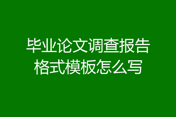毕业论文调查报告格式模板怎么写