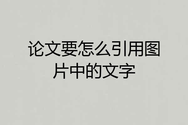 论文要怎么引用图片中的文字
