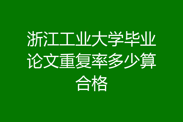 浙江工业大学毕业论文重复率多少算合格