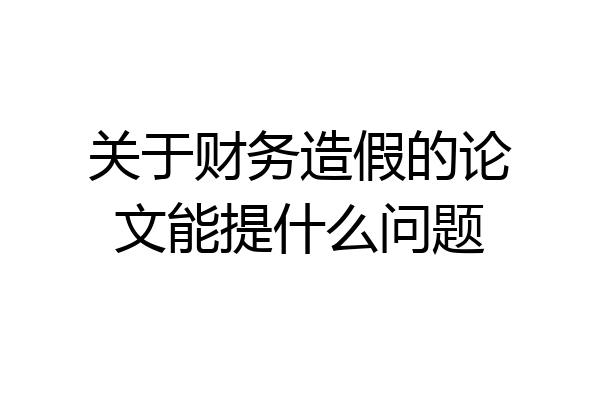 关于财务造假的论文能提什么问题