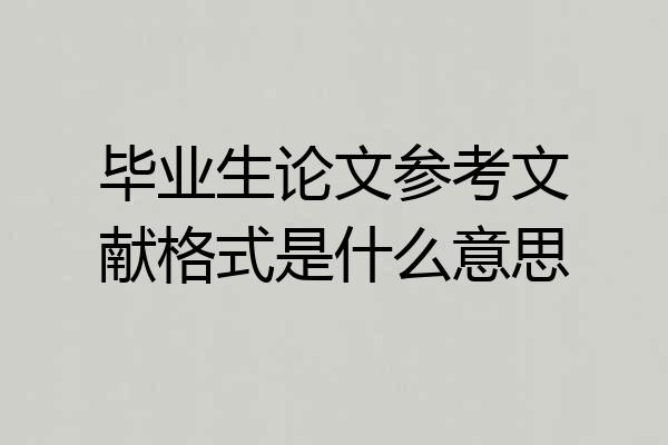 毕业生论文参考文献格式是什么意思