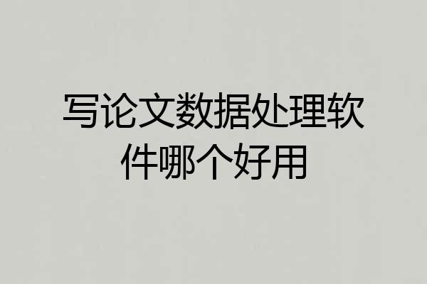 写论文数据处理软件哪个好用
