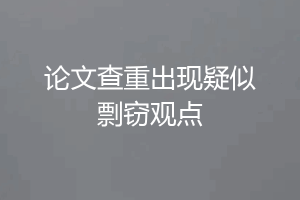 论文查重出现疑似剽窃观点