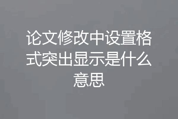 论文修改中设置格式突出显示是什么意思