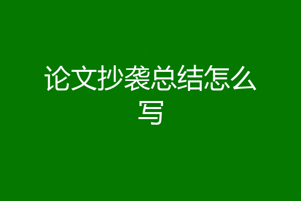 论文抄袭总结怎么写