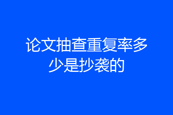 论文抽查重复率多少是抄袭的
