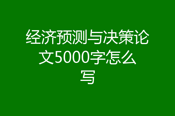 经济预测与决策论文5000字怎么写