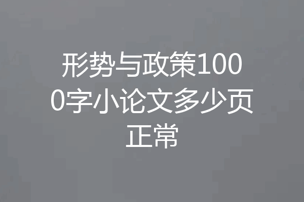 形势与政策1000字小论文多少页正常