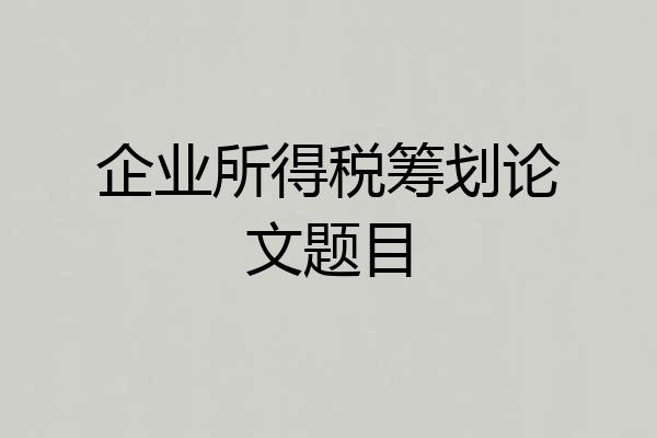 企业所得税筹划论文题目