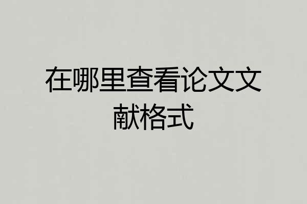 在哪里查看论文文献格式