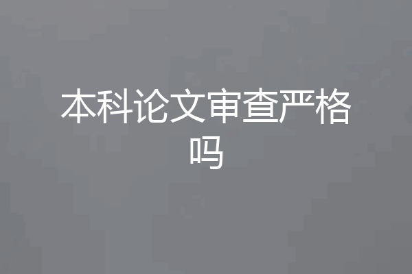 本科论文审查严格吗