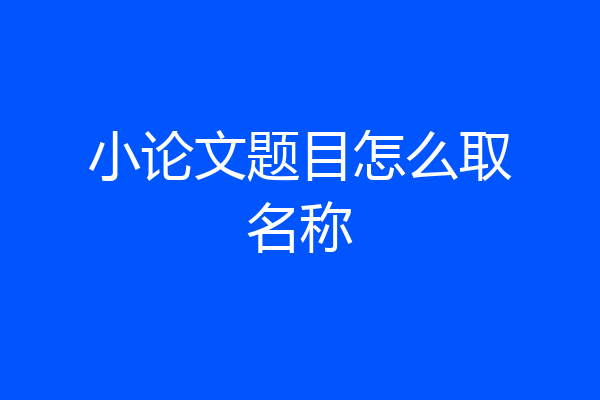 小论文题目怎么取名称