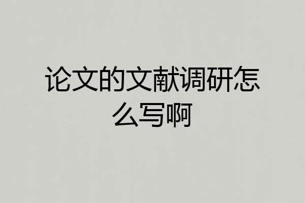 论文的文献调研怎么写啊
