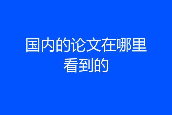 国内的论文在哪里看到的