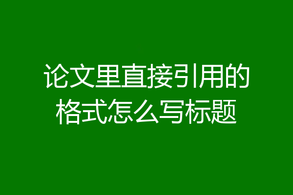 论文里直接引用的格式怎么写标题