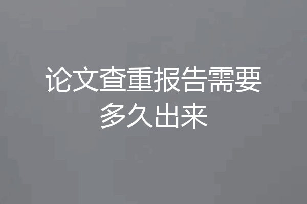 论文查重报告需要多久出来