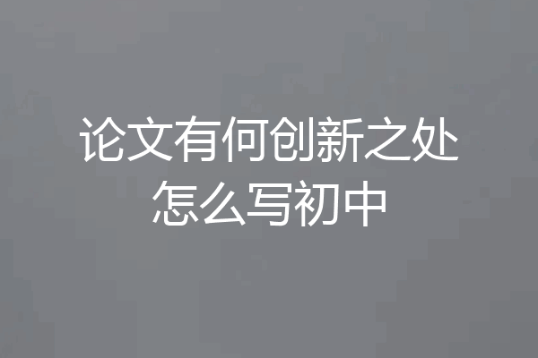 论文有何创新之处怎么写初中