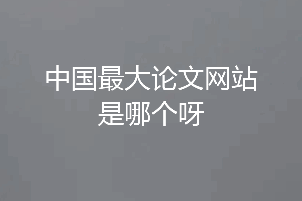 中国最大论文网站是哪个呀