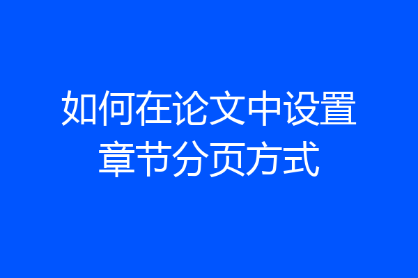 如何在论文中设置章节分页方式