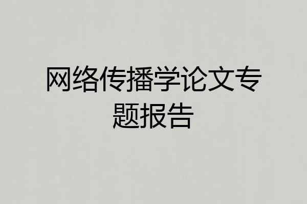 网络传播学论文专题报告