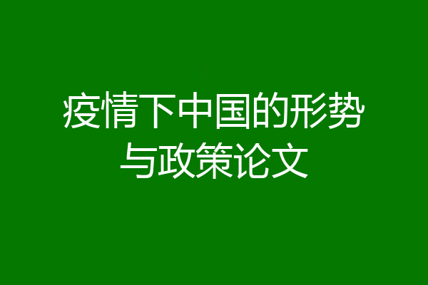疫情下中国的形势与政策论文