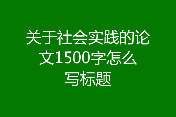 关于社会实践的论文1500字怎么写标题