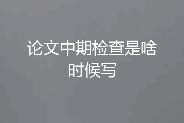 论文中期检查是啥时候写