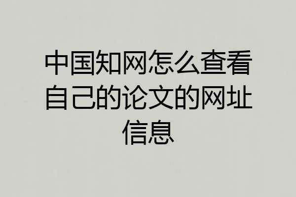 中国知网怎么查看自己的论文的网址信息