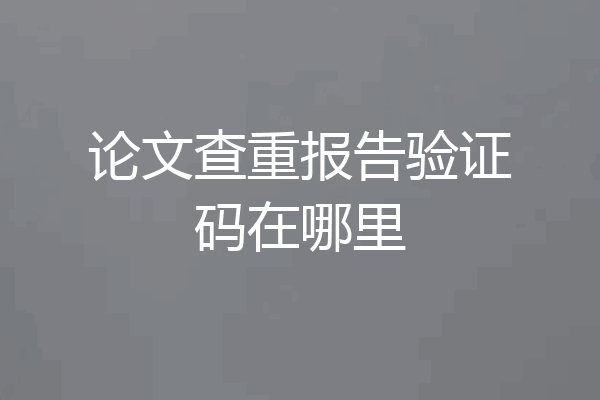论文查重报告验证码在哪里