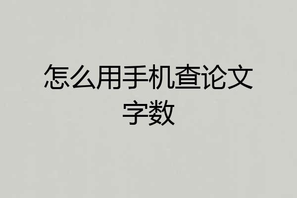 怎么用手机查论文字数
