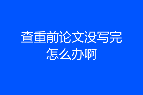 查重前论文没写完怎么办啊
