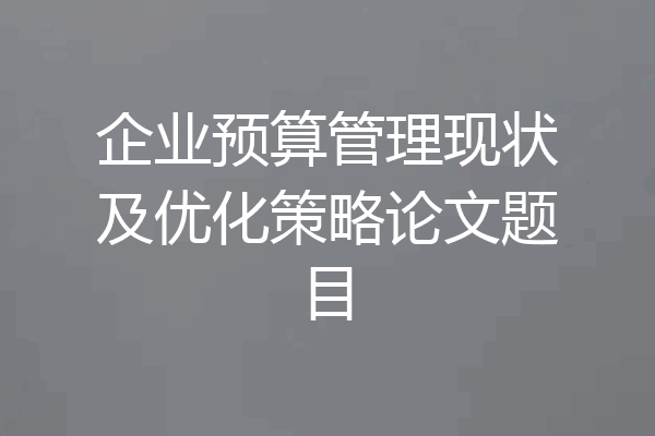 企业预算管理现状及优化策略论文题目