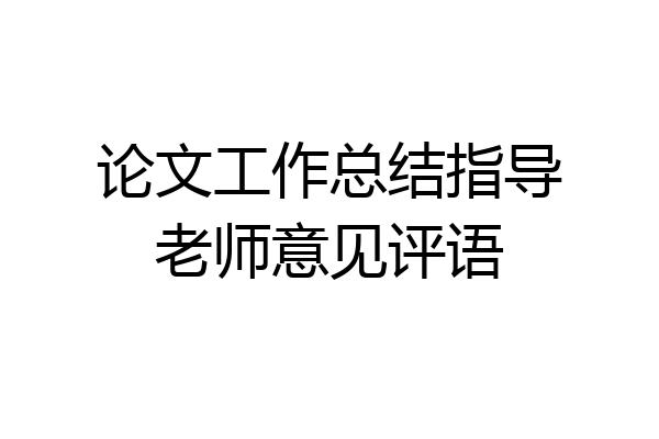 论文工作总结指导老师意见评语