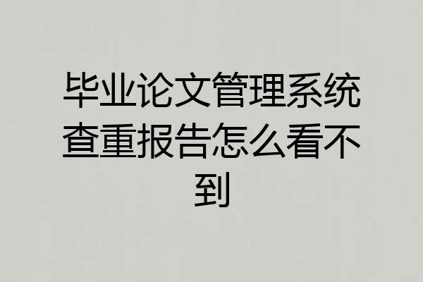 毕业论文管理系统查重报告怎么看不到
