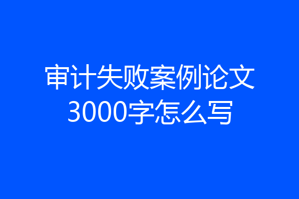 审计失败案例论文3000字怎么写