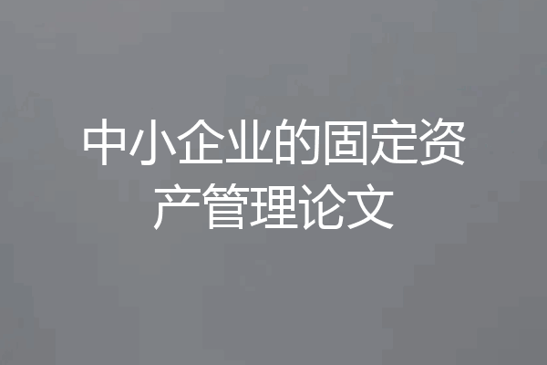 中小企业的固定资产管理论文