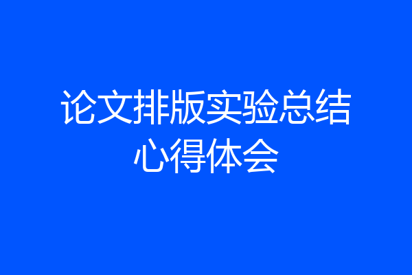 论文排版实验总结心得体会
